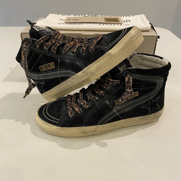 Golden Goose Slide Sneaker in Black Suede/Silver sz 37 New in Box - Picture 13 of 16